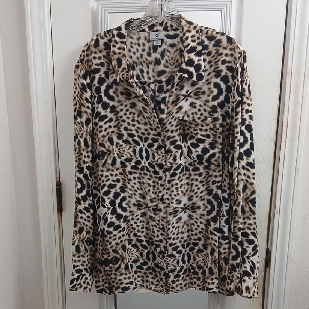 Worthington Leopard Print Blouse Size Xl